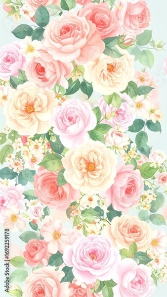 Obraz Pastel roses vertical pattern