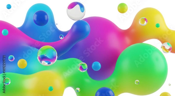 Fototapeta Vivid liquid shapes in dynamic interplay, a captivating abstract illustration