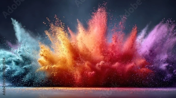 Fototapeta Colorful Powder Explosion: Abstract Art with Vibrant Hues and Dynamic Motion