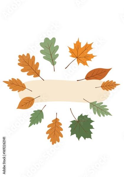 Fototapeta Seasonal fall foliage border design for autumnal celebrations and decorations