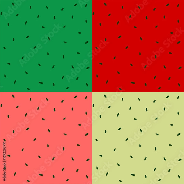 Obraz Seamless Watermelon Seed Pattern in Four Color Variations. Small black  dots pattern
