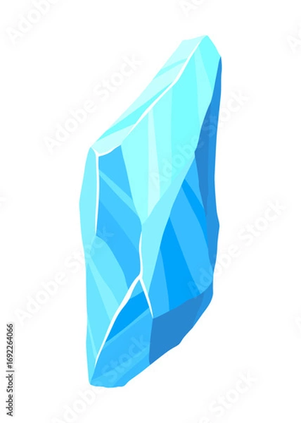 Obraz Crystal of ice, iceberg broken piece of ice, icicle, cold frozen block ice mountain, winter landscape for game design cartoon vector illustration