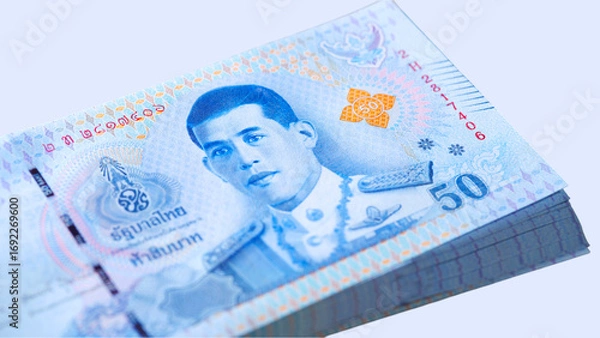 Fototapeta Individual counting and handling cash currency in a casual setting during the day