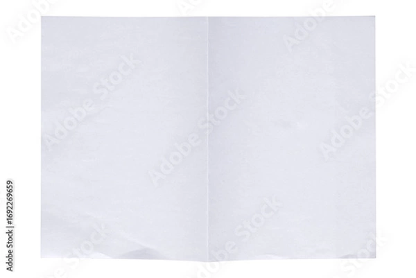 Fototapeta white folded paper sheet isolated on transparent png background,Crumpled Paper Poster Photo Effect Mockup,folded Paper texture overlay effec