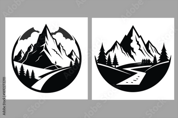 Obraz mountain vector logo black mountain and landscape scene