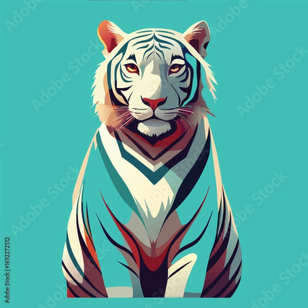 Obraz white tiger full body vector art.