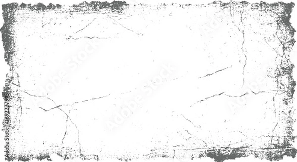 Fototapeta A distressed grey and white textured frame with cracks and rough edges.