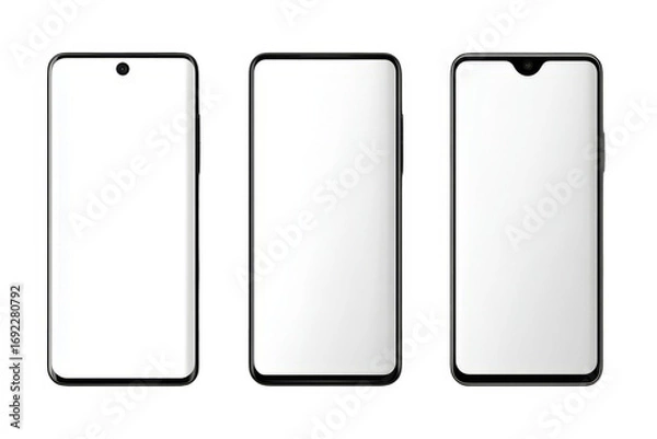 Fototapeta Smartphone mockup template blank screen for app ui design mobile phone display presentation , isolated on transparent background
