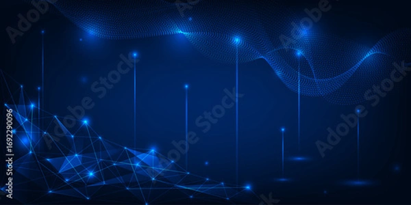 Obraz Vector illustrations of artificial intelligence streaming big data.Futuristic technology background.