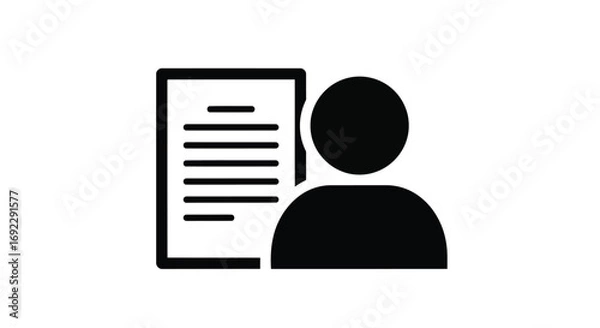 Fototapeta Black icon of person with document for profile concept