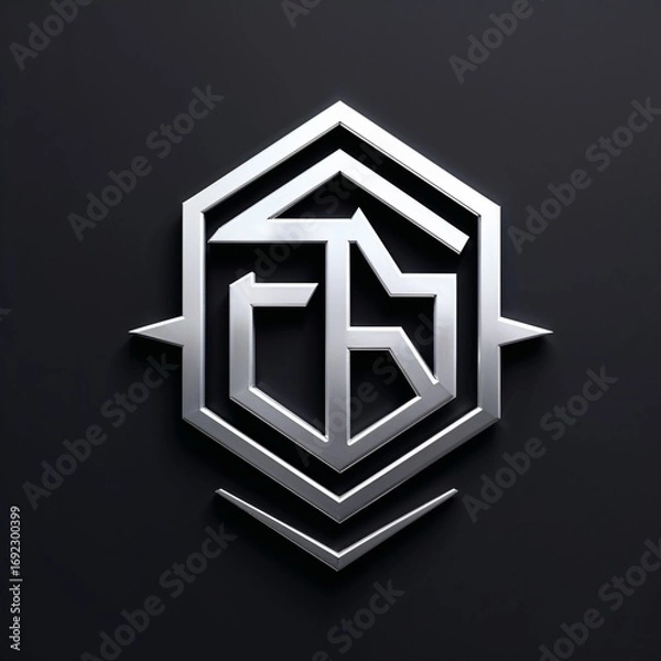 Fototapeta Geometric Logo Design on Black Background