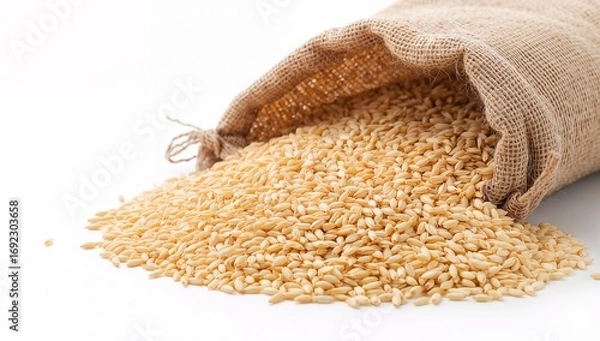 Fototapeta Grains Spilling from Burlap Sack