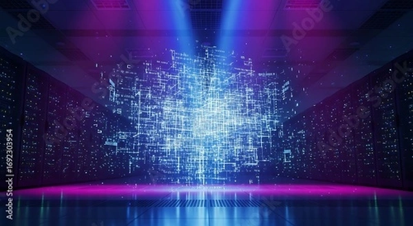 Fototapeta Abstract Data Stream - Digital Circuitry and Futuristic Technology Concept.