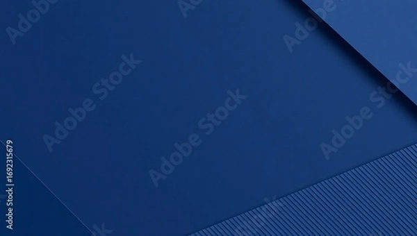 Fototapeta Dark blue gradient paper-cut layout with geometric square overlays and textured diagonal navy lines, for modern marketing visuals