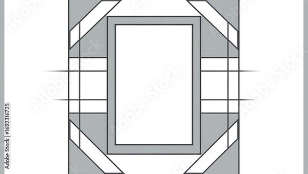 Fototapeta Cubist frame icon, asymmetrical lines and edges, central space blank