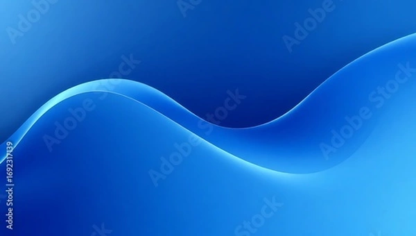 Fototapeta Curved 3D wave lines, blue and navy gradient, elegant abstract motion, vector artwork
