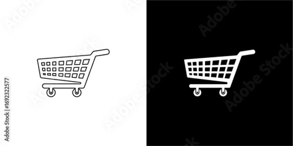 Fototapeta Simple black and white shopping cart icon.
