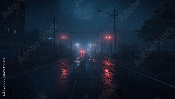 Fototapeta time lapse of traffic in the city, Winter, Rain, Autumn and Cold Season, using generative ai