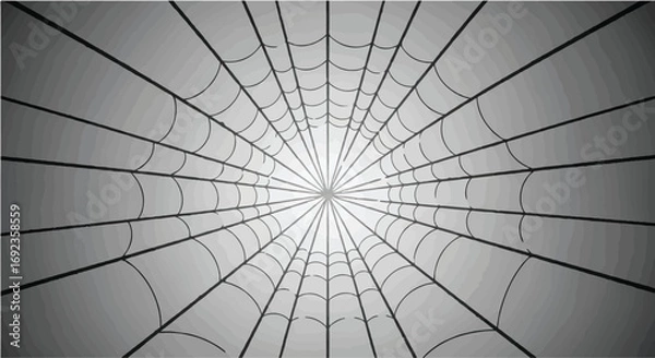 Fototapeta Intricate spider web pattern creating a radial tunnel effect with dramatic light