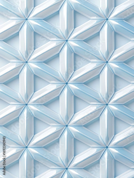 Fototapeta This is a fresh and modern take on classic winter themes. The collection features sophisticated 3D snowflake and geometric patterns in a clean palette of white, blue, and metallic silver, perfect for 