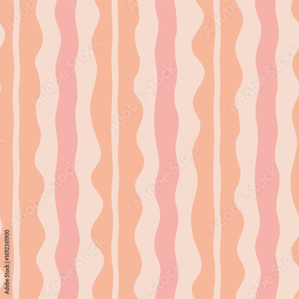 Fototapeta Seamless pattern with pink pastel stripes, hand drawn vector illustration for packaging, fabric and textile