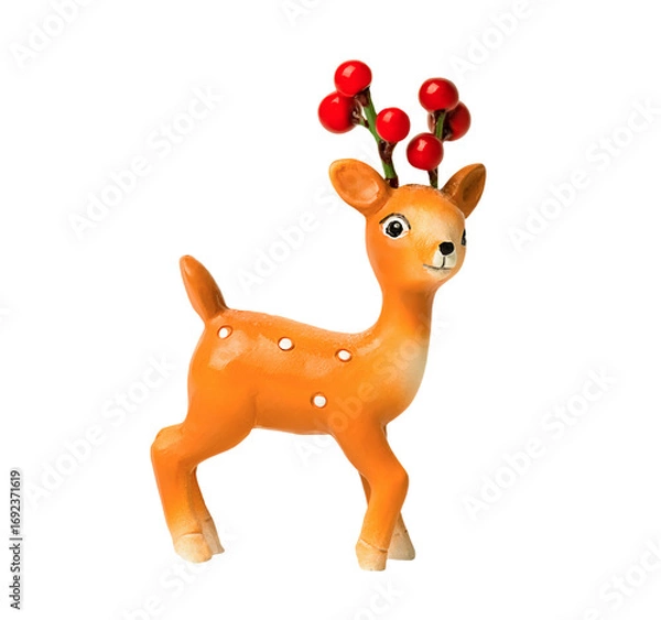 Obraz small deer figurine with red berries