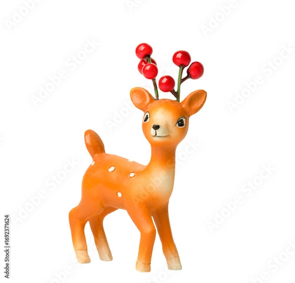 Obraz Small deer toy isolated on white