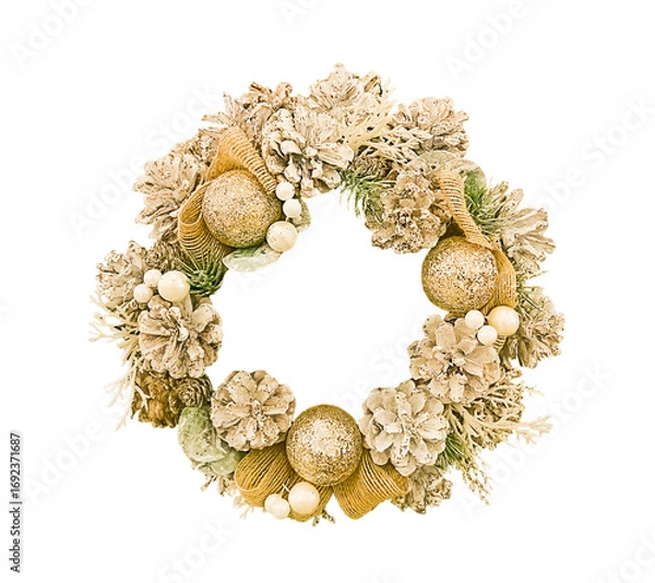 Obraz Christmas wreath isolated on white. decor, design element