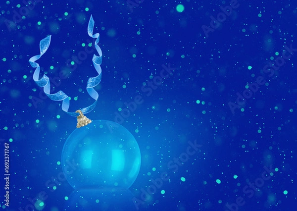 Obraz Glass Christmas decoration on blue background Stock Photo Abstract design element
