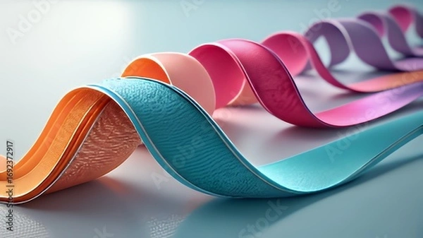 Fototapeta Curving ribbons in pastel colors creating a flowing decorative pattern