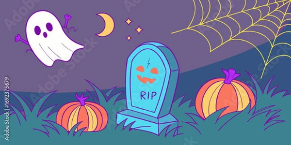 Obraz Ghost Trails at Electric Grave with Golden Moon