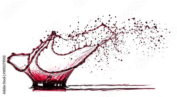 Fototapeta Expressive red wine liquid explosion splash with transparent background for bold and dramatic visuals