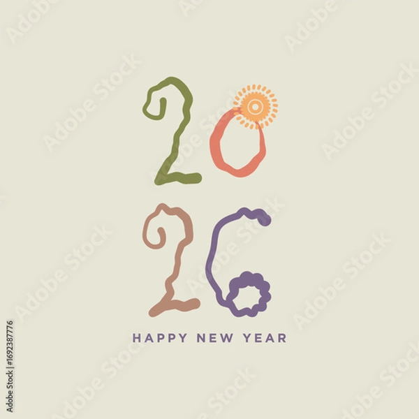 Obraz Happy new year 2026 Indian Theme. Abstract 2026 Happy New Year Logo Concept