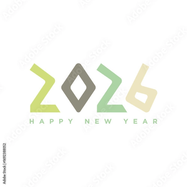 Obraz Simple Happy new year 2026 Text Design. Concept logo design of 2026 Happy New Year Posters