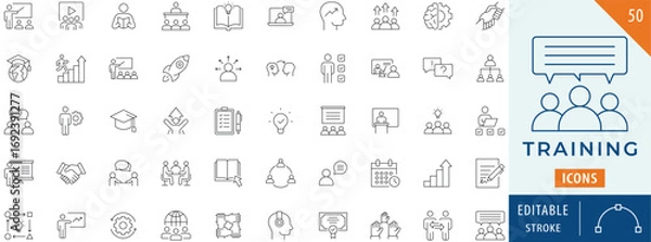 Fototapeta Training icon collection set. Editable stroke.