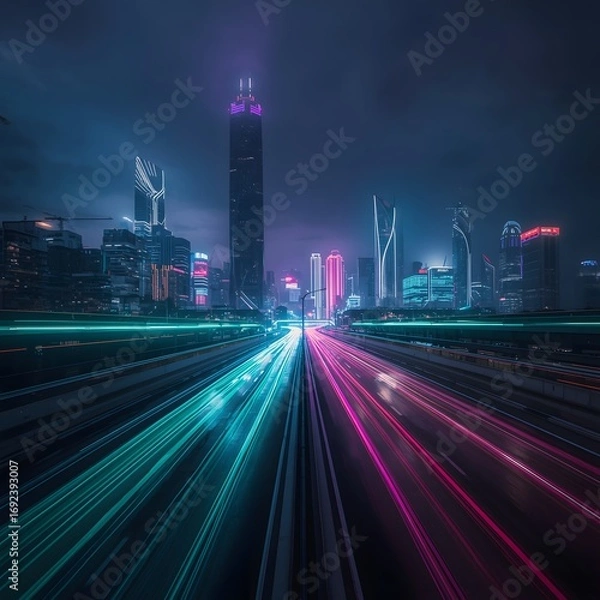 Obraz Dynamic Cityscape at Dusk