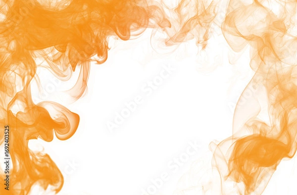 Fototapeta Orange smoke fire frame isolated on transparent or white background, colorful smoke texture overlay, decorative fog effect, perfect for design, graphics, and artistic projects.