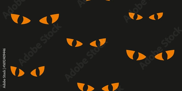 Fototapeta Glowing Cat Eyes in the Dark. Helloween pattern
