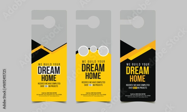 Fototapeta construction door hanger template design.