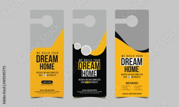 Fototapeta construction door hanger template design.