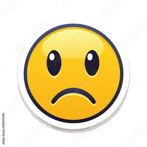 Fototapeta A yellow emoji with a sad expression, featuring a curved mouth and oval eyes, conveying unhappiness.