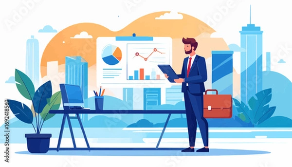 Fototapeta Flat design business plan concept vector, white background