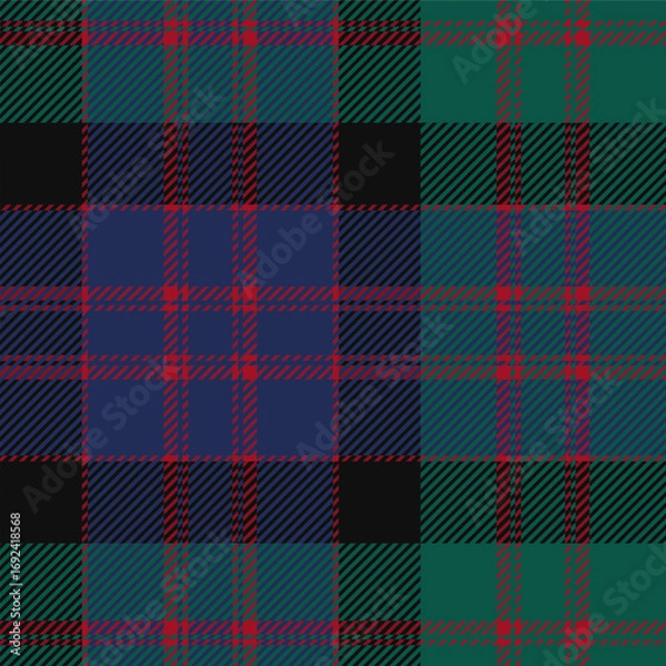 Fototapeta MacDonald tartan plaid. Scottish pattern fabric swatch close-up. 