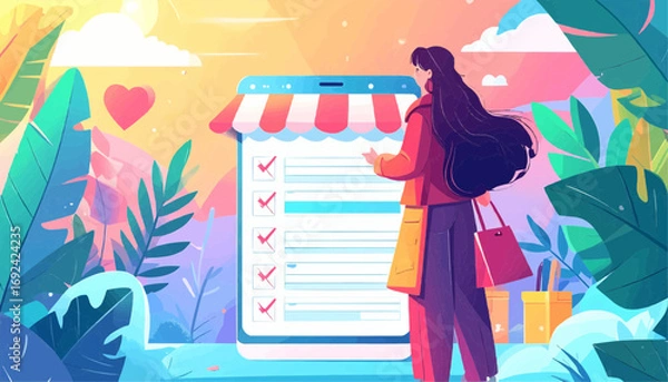 Fototapeta E-commerce wishlist vector