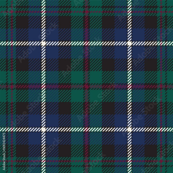 Fototapeta MacRae hunting tartan plaid. Scottish pattern fabric swatch close-up. 
