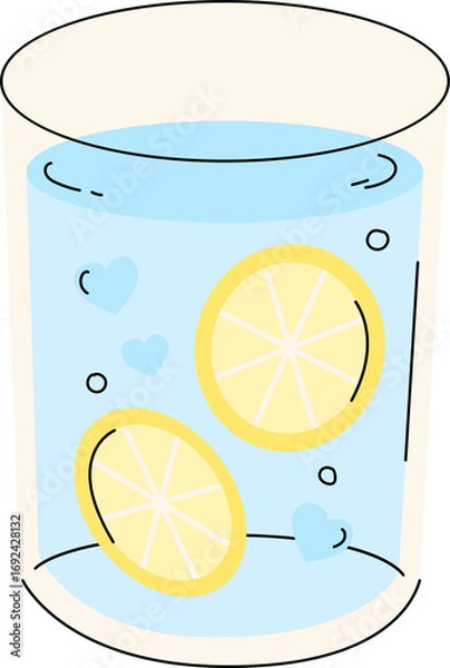 Obraz A glass of water with lemon. Drink water