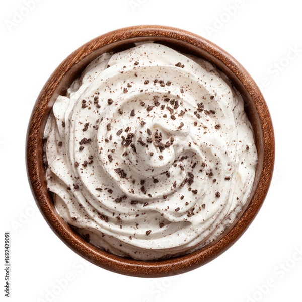 Fototapeta Whipped Cream with Chocolate or frozen yogurt on transparent background