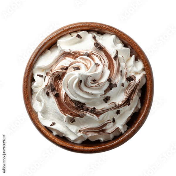 Fototapeta Whipped Cream with Chocolate or frozen yogurt on transparent background