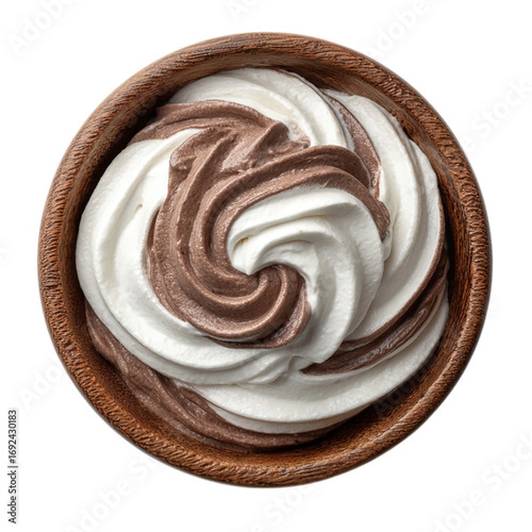 Fototapeta Whipped Cream with Chocolate or frozen yogurt on transparent background