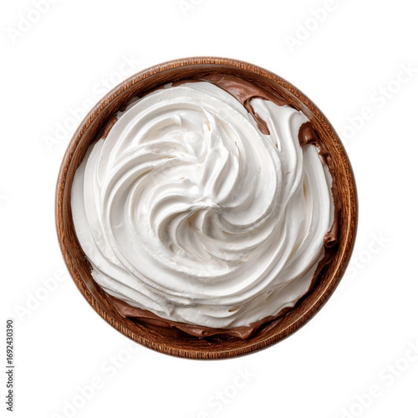 Fototapeta Whipped Cream with Chocolate or frozen yogurt on transparent background